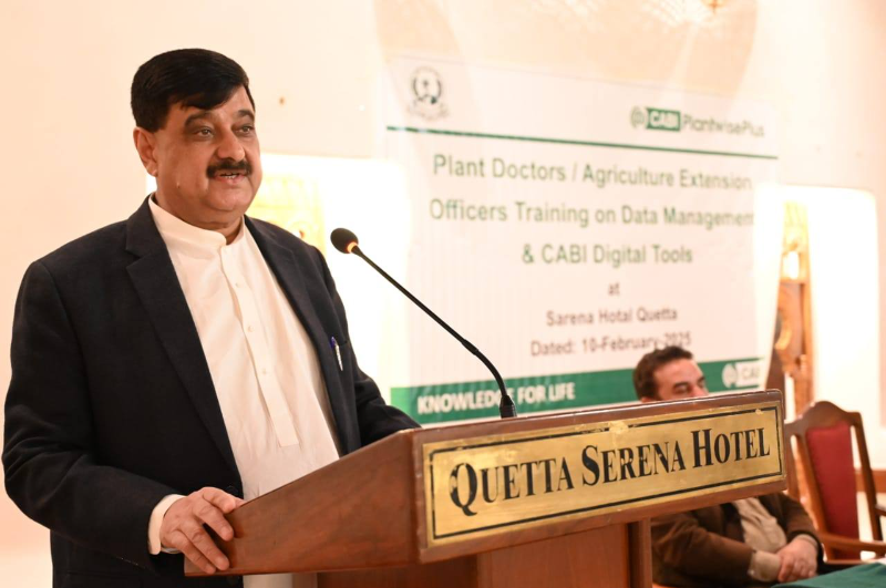 Mr. Noor Ahmed Pirkani, Secretary Agriculture, addressing to trainees of Data Management & Digital Tools